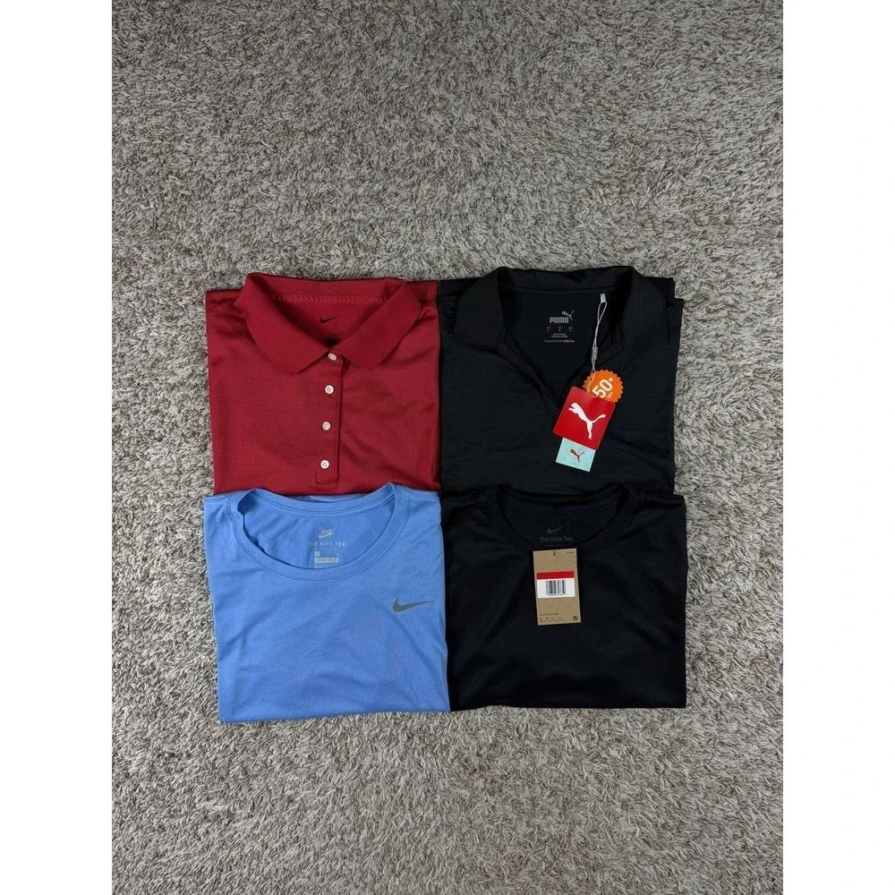 Lot of 4 Women's Nike Puma Shirts Size Large Dri-Fit Golf Training NWT